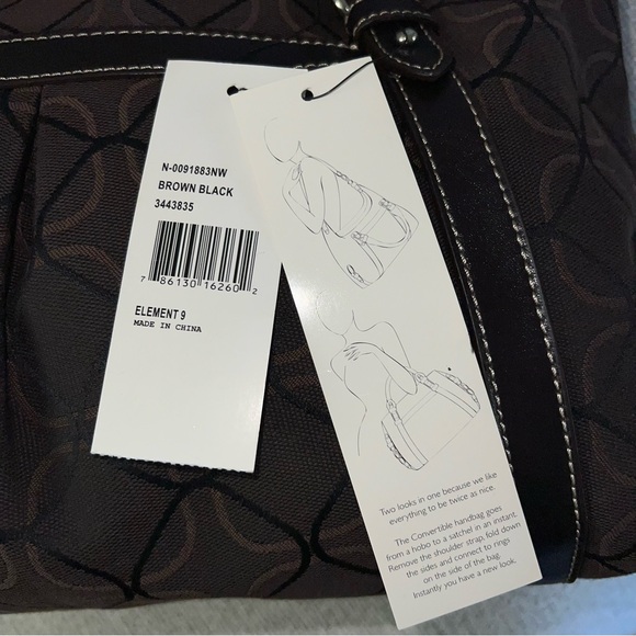 Nine West Brown and Black Fabric Purse with Faux Leather Trim - Picture 5 of 7